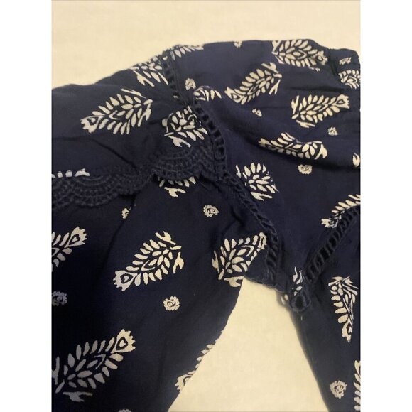 Angie Womens Romper Blue Floral Bell Scalloped Sleeves Size M Shorts Jumpsuit - Picture 5 of 12